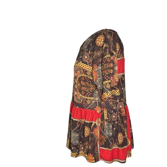 Zara Trafaluc Women’s Peplum Top Multi Color Floral Short Sleeve Stretch Sz S - Picture 4 of 6